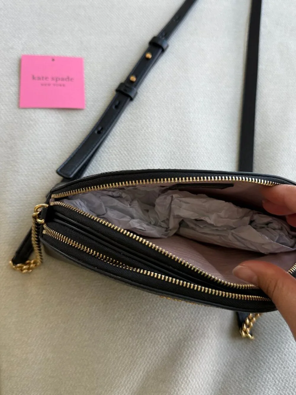 Kate Spade | saffiano double zip dome - black